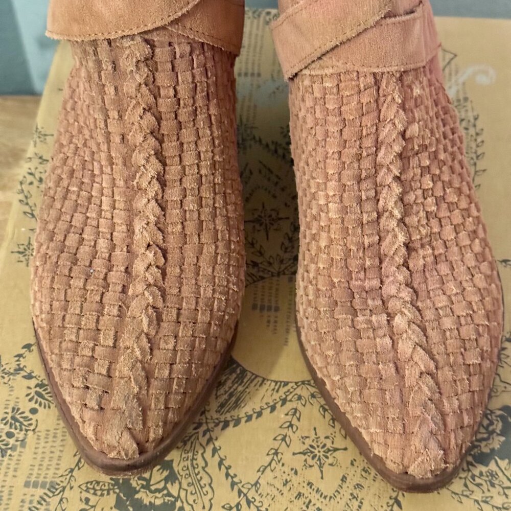 Free People Tan Suede Woven Ankle Booties - Picture 4 of 14